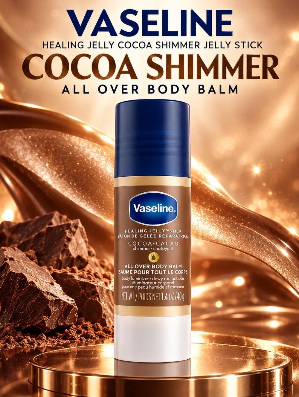 Vaseline Healing Jelly Cocoa Shimmer Jelly Stick All Over Body Balm